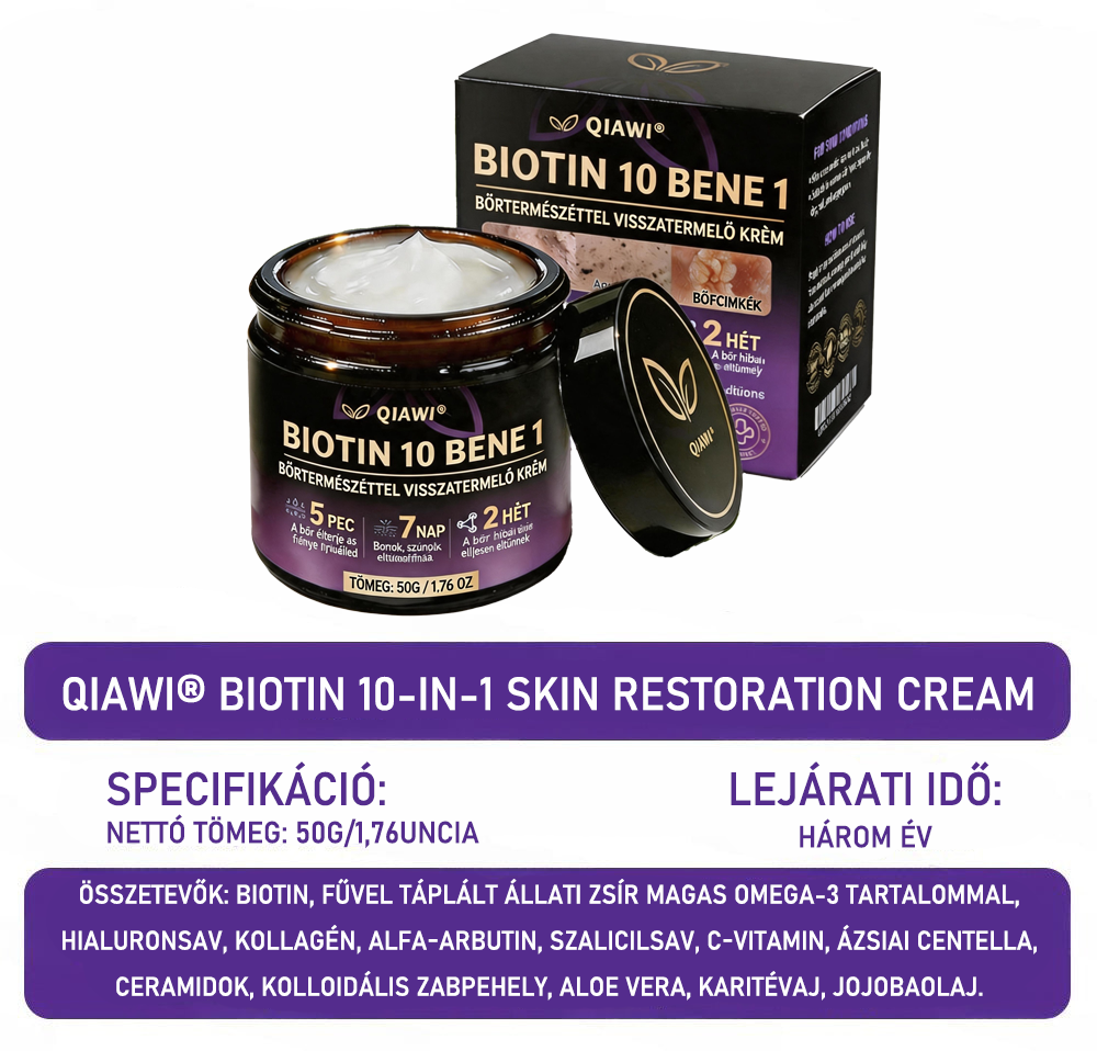🍁QIAWI® Biotin 10 az 1-ben bőrregeneráló krém – Magyarországon készült és Magyarországról szállítva – Utolsó napi akció: 75% KEDVEZMÉNY